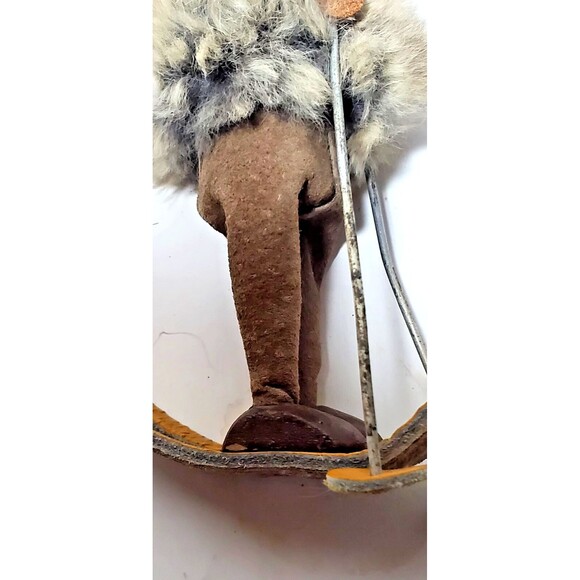 Vintage Polish Skier Doll Real Fur Hood Hand Painted Face Leather Suede - Picture 9 of 16
